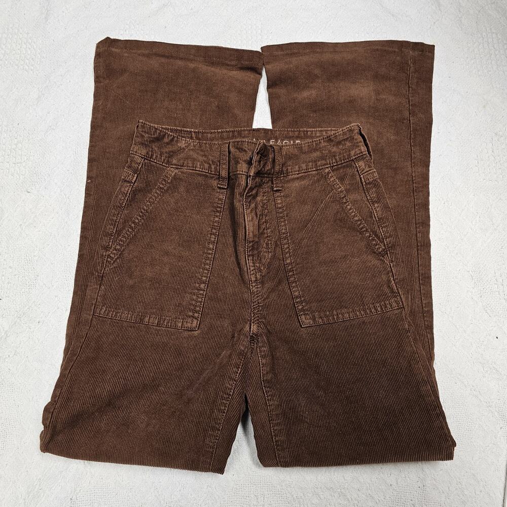 American Eagle Women’s Brown Corduroy Flare Leg High Rise Stretch Pants